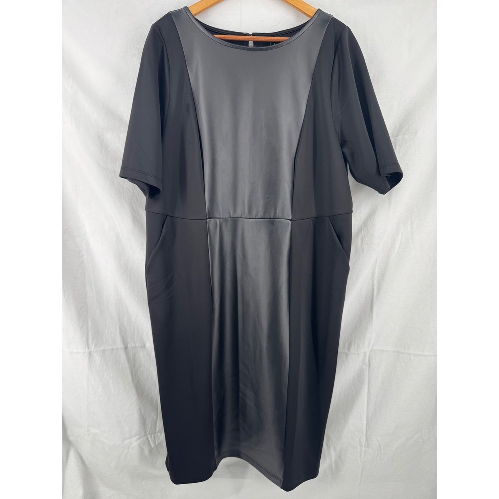 Torrid Womens Black Faux Leather Front Ponte Sheath Dress Size 2X 18-20 18914761